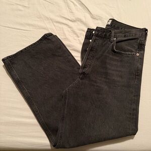 AGOLDE wide leg cropped jeans, grey black